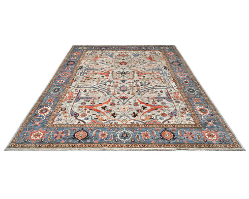 8x10 Gray Blue Aryana Afghan Hand Knotted Veg Dye Wool Area Rug