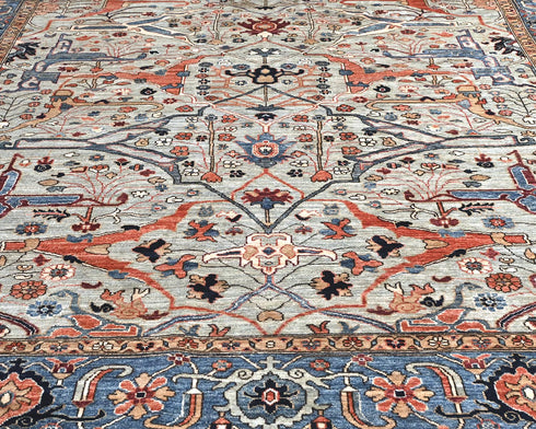 8x10 Gray Blue Aryana Afghan Hand Knotted Veg Dye Wool Area Rug