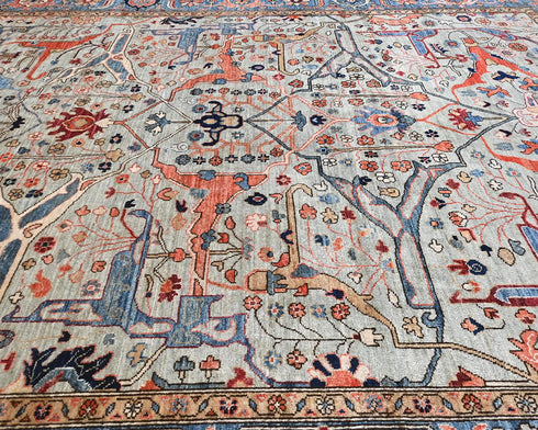 8x10 Gray Blue Aryana Afghan Hand Knotted Veg Dye Wool Area Rug