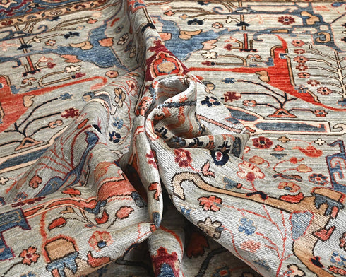 8x10 Gray Blue Aryana Afghan Hand Knotted Veg Dye Wool Area Rug