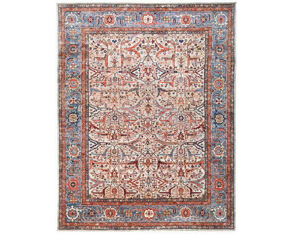 9x12 Gray Blue Aryana Afghan Hand Knotted Veg Dye Wool Area Rug
