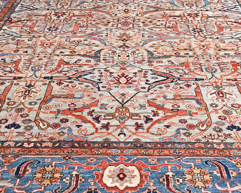 9x12 Gray Blue Aryana Afghan Hand Knotted Veg Dye Wool Area Rug