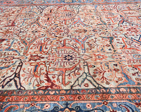 9x12 Gray Blue Aryana Afghan Hand Knotted Veg Dye Wool Area Rug