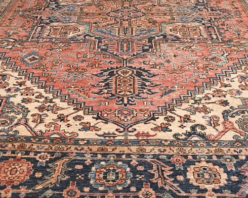 9x12 Rust Blue Aryana Afghan Hand Knotted Veg Dye Wool Area Rug