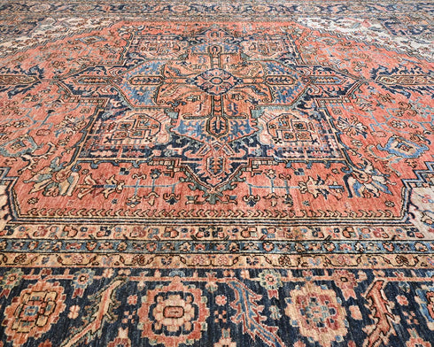 9x12 Rust Blue Aryana Afghan Hand Knotted Veg Dye Wool Area Rug