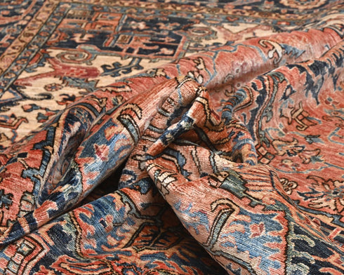 9x12 Rust Blue Aryana Afghan Hand Knotted Veg Dye Wool Area Rug