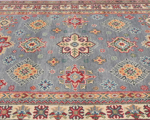 Alfombra afgana Kuba de lana anudada a mano, color gris, de 4 x 6 pulgadas
