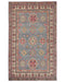 4x7 Gray Kuba Afghan Hand Knotted Wool Area Rug