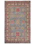 4x7 Gray Kuba Afghan Hand Knotted Wool Area Rug
