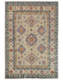 6x8 Beige Kuba Afghan Hand Knotted Wool Area Rug