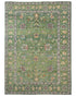 6x8 Green Kuba Afghan Hand Knotted Wool Area Rug