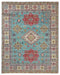8x10 Green Kuba Afghan Hand Knotted Wool Area Rug