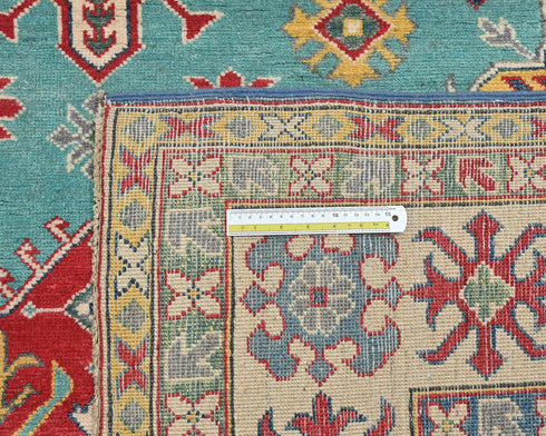 8x10 Green Kuba Afghan Hand Knotted Wool Area Rug