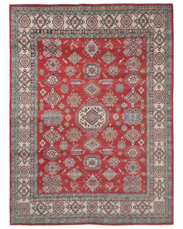 8x10 Red Kuba Afghan Hand Knotted Wool Area Rug