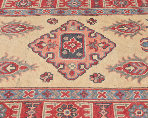 10 Ft Beige Kuba Afghan Hand Knotted Wool Runner Rug