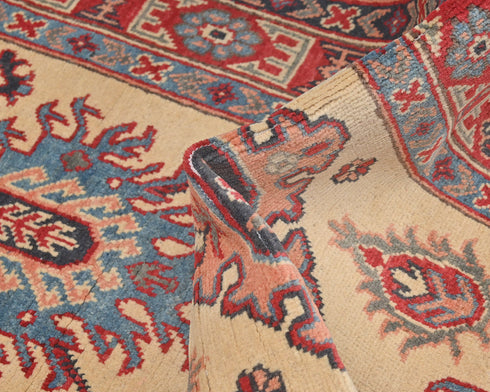 10 Ft Beige Kuba Afghan Hand Knotted Wool Runner Rug
