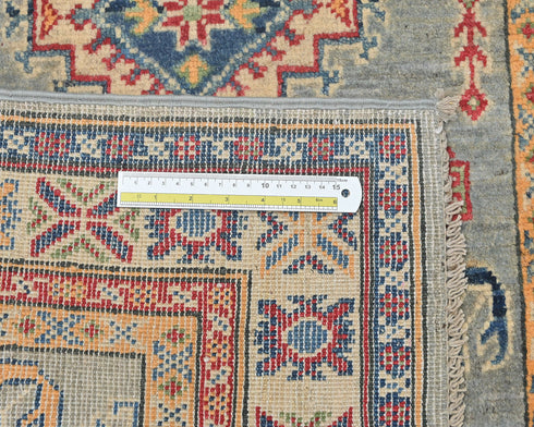 3x4 Gray Kuba Afghan Hand Knotted Wool Area Rug