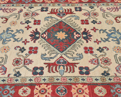 3x5 Beige Kuba Afghan Hand Knotted Wool Area Rug