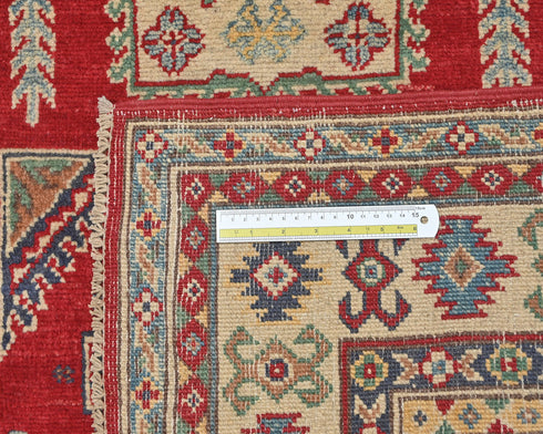 3x5 Red Kuba Afghan Hand Knotted Wool Area Rug