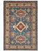 4x6 Blue Kuba Afghan Hand Knotted Wool Area Rug