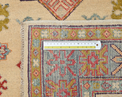 4x6 Beige Kuba Afghan Hand Knotted Wool Area Rug