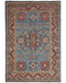 4x6 Blue Kuba Afghan Hand Knotted Wool Area Rug