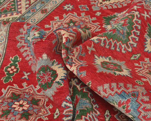 Alfombra afgana Kuba roja de lana anudada a mano de 5x7