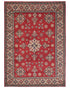 5x7 Red Kuba Afghan Hand Knotted Wool Area Rug