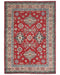 5x7 Red Kuba Afghan Hand Knotted Wool Area Rug