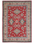 5x7 Red Kuba Afghan Hand Knotted Wool Area Rug