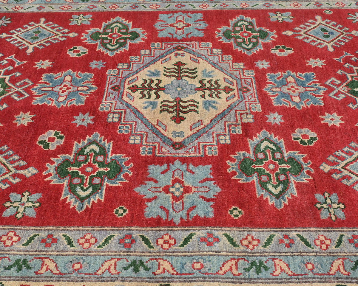 Alfombra afgana Kuba roja de lana anudada a mano de 6x8