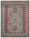 8x10 Gray Kuba Afghan Hand Knotted Wool Area Rug