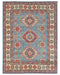 8x10 Blue Kuba Afghan Hand Knotted Wool Area Rug