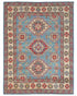 8x10 Blue Kuba Afghan Hand Knotted Wool Area Rug