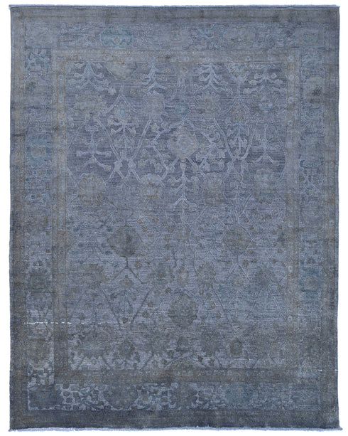 8x10 Gray Chobi Over Dye Afghan Hand Knotted High Low Wool Area Rug
