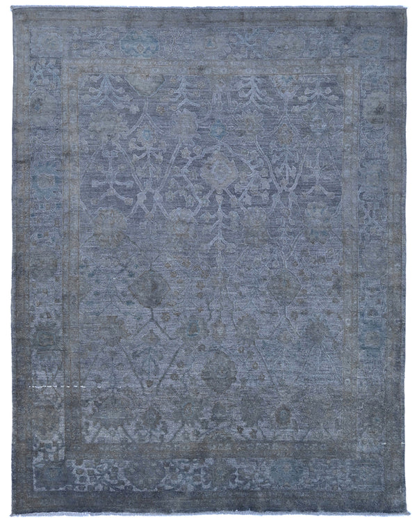 8x10 Gray Chobi Over Dye Afghan Hand Knotted High Low Wool Area Rug