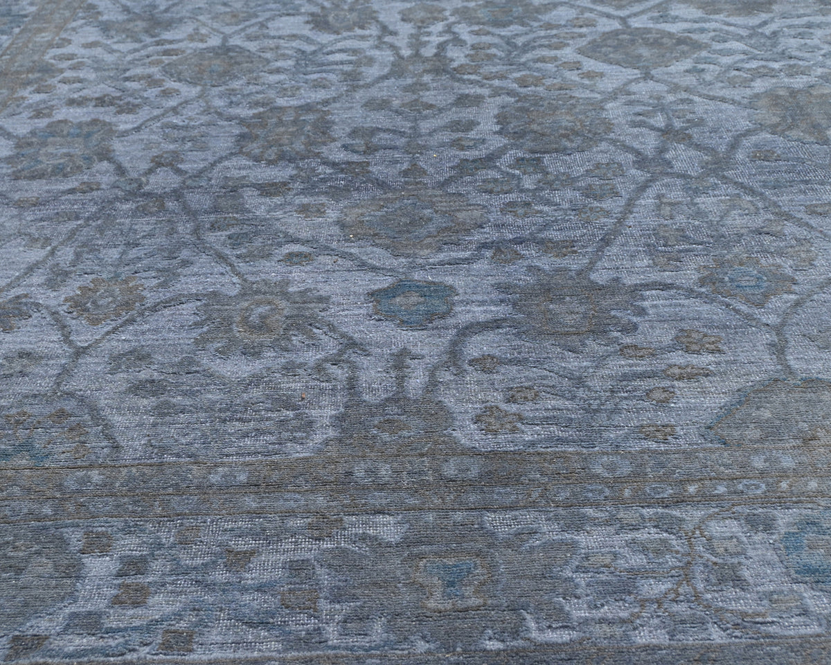 8x10 Gray Chobi Over Dye Afghan Hand Knotted High Low Wool Area Rug