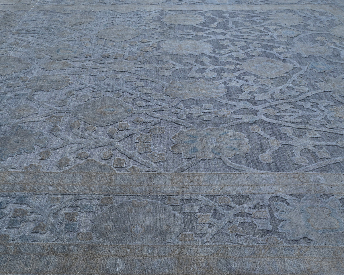 8x10 Gray Chobi Over Dye Afghan Hand Knotted High Low Wool Area Rug