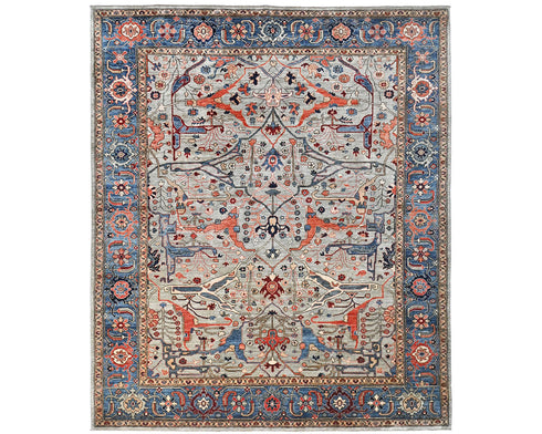 8x10 Gray Aryana Afghan Hand Knotted Veg Dye Wool Area Rug