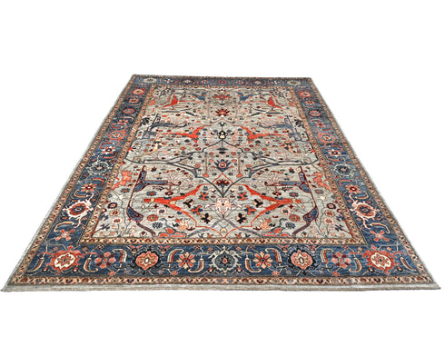 8x10 Gray Aryana Afghan Hand Knotted Veg Dye Wool Area Rug