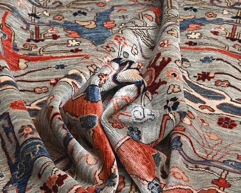 8x10 Gray Aryana Afghan Hand Knotted Veg Dye Wool Area Rug