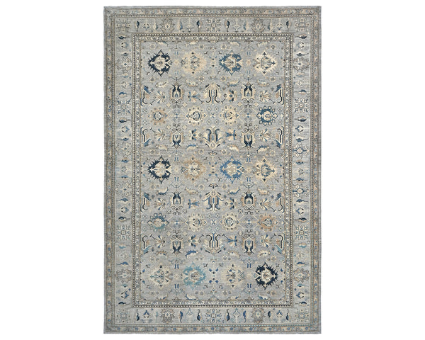 9x12 Gray Kazak Afghan Hand Knotted Geometric Wool Area Rug