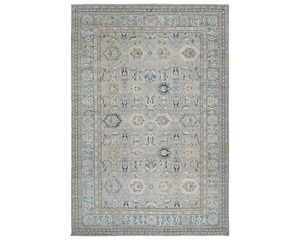 10x13 Ft Gray Kazak Afghan Hand Knotted Traditional Wool Area Rug