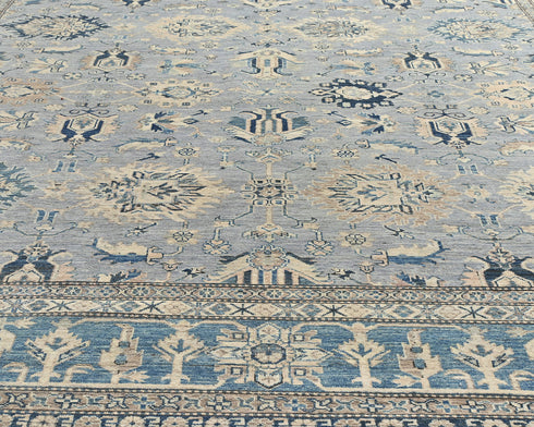 10x13 Ft Gray Kazak Afghan Hand Knotted Traditional Wool Area Rug
