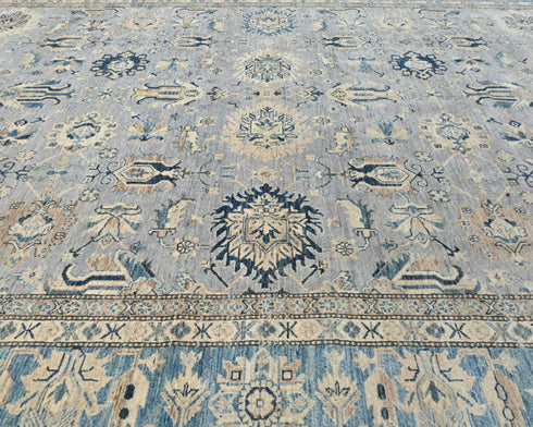 10x13 Ft Gray Kazak Afghan Hand Knotted Traditional Wool Area Rug