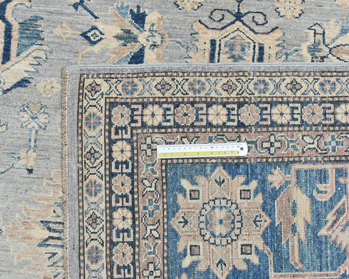 10x13 Ft Gray Kazak Afghan Hand Knotted Traditional Wool Area Rug