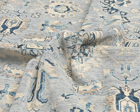 10x13 Ft Gray Kazak Afghan Hand Knotted Traditional Wool Area Rug