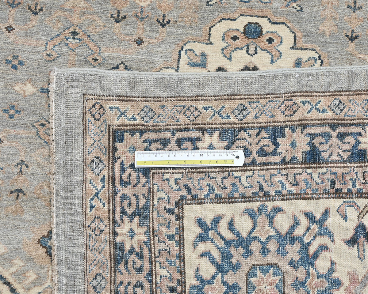 10x14 Kazak Gray Afghan Hand Knotted Geometric Wool Area Rug