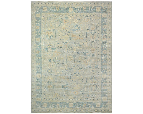 12x18 Zeigler Muted Gray Afghan Hand Knotted Wool Area Rug