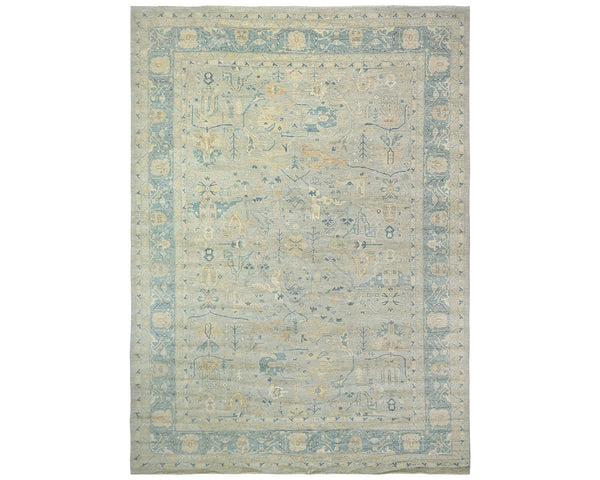 12x18 Zeigler Muted Gray Afghan Hand Knotted Wool Area Rug